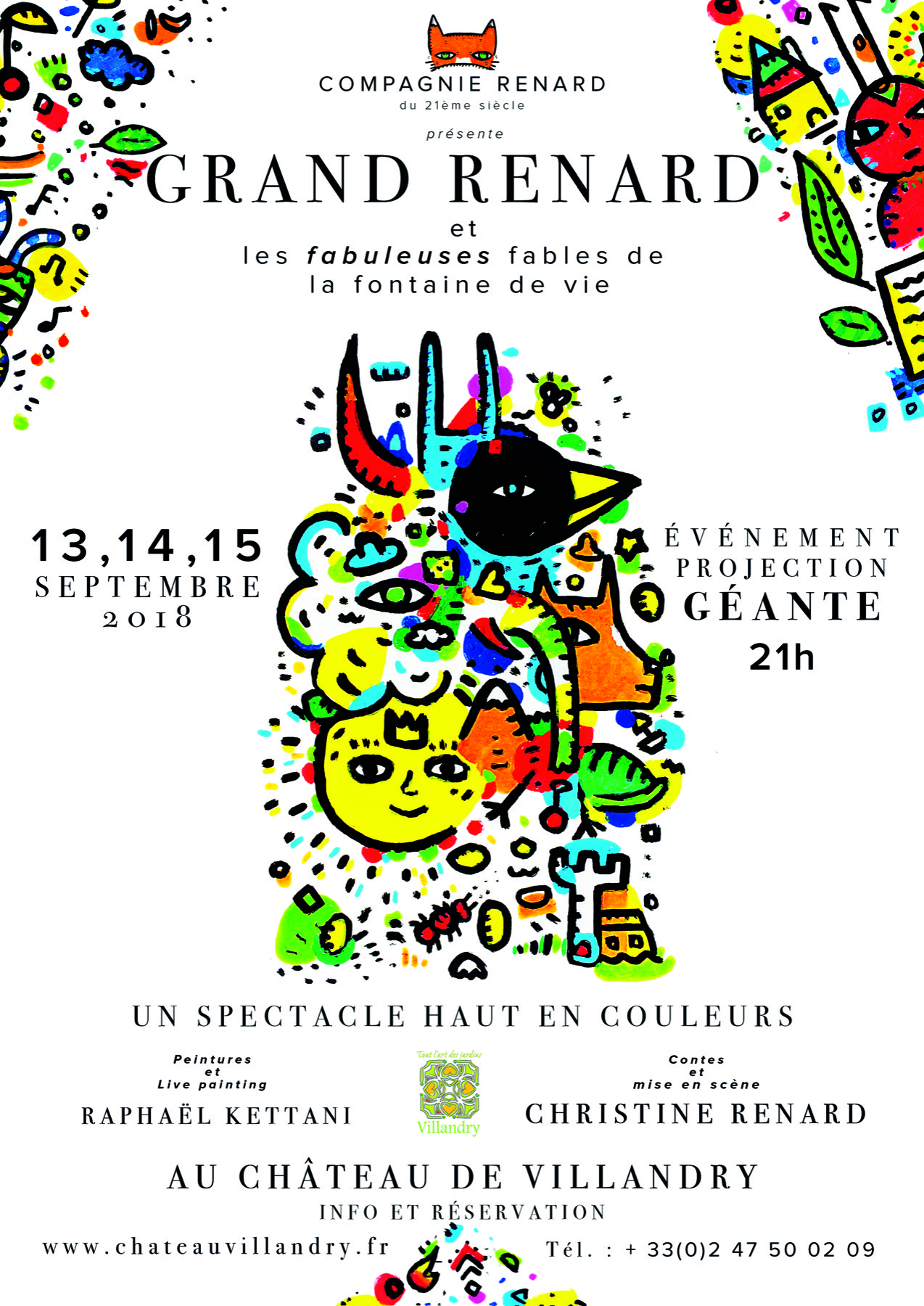 Affiche originale du spectacle Grand Renard au Château de Villandry